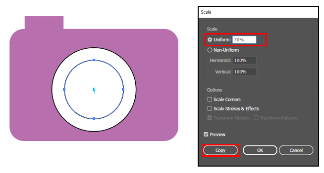 크기 조절하여 작은 원 만들기