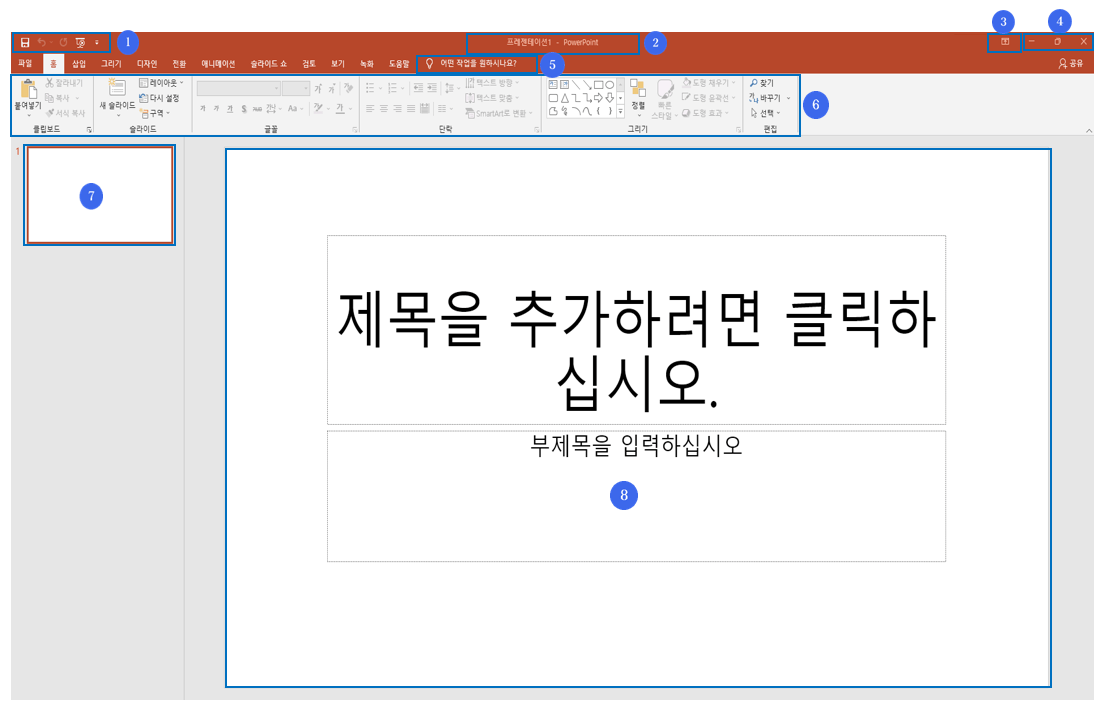 파워포인트 기본 화면 구성 