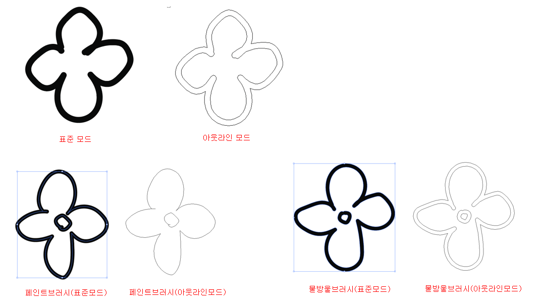 페인트브러시 & 물방울브러시 비교하기