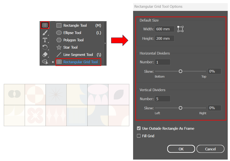 Shaper Builder Tool - Rectangular Grid Tool Options