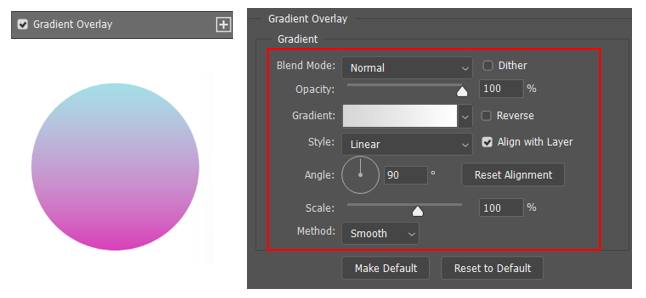 Layer Style - Gradient Overlay 설정방법