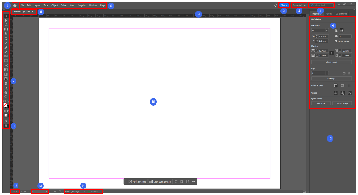 InDesign 기본 작업 영역