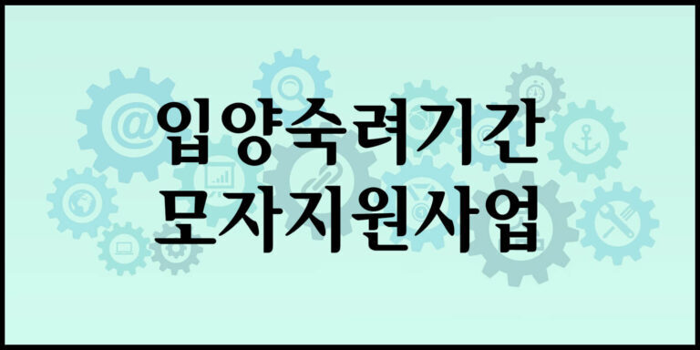 입양숙려기간 모자지원사업